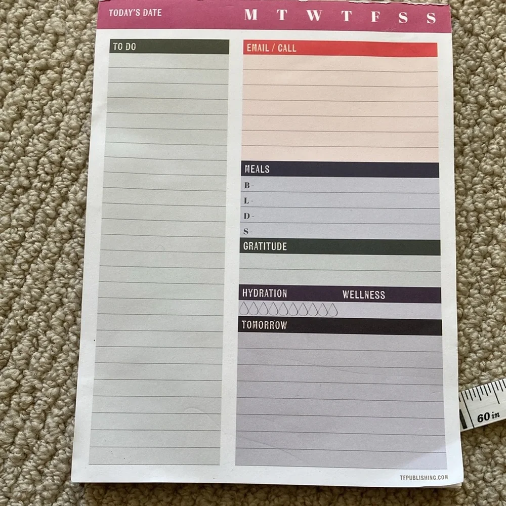 Productivity Pad Organizer Planner Daily Goals Notebook Large 6” by 8”